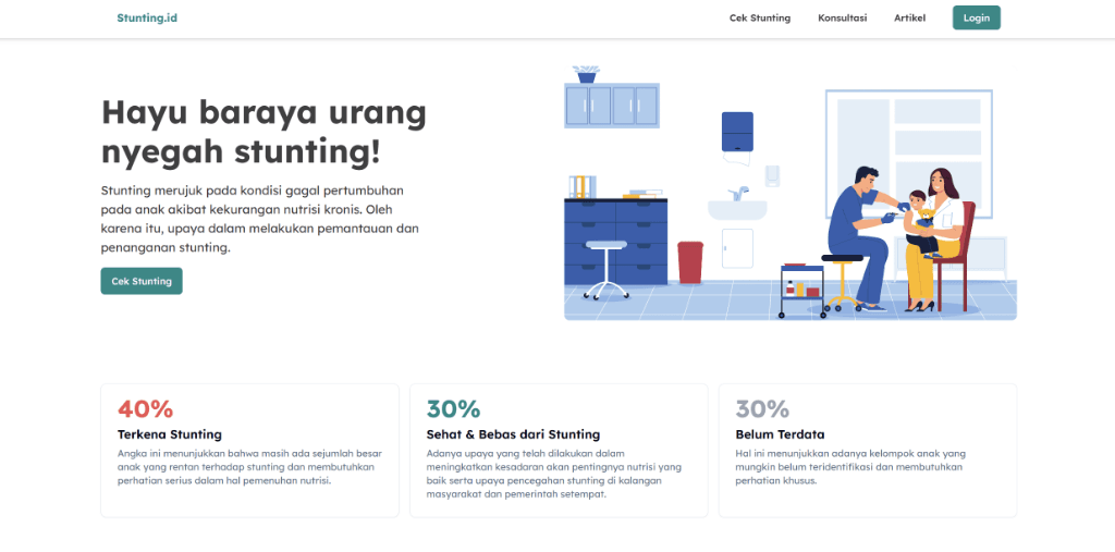 Stunting.id homepage with child growth monitoring and nutrition resources
